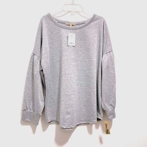 NWT Ultra Teeze Women’s Drop Shoulder Gray Boatneck Sweatshirt